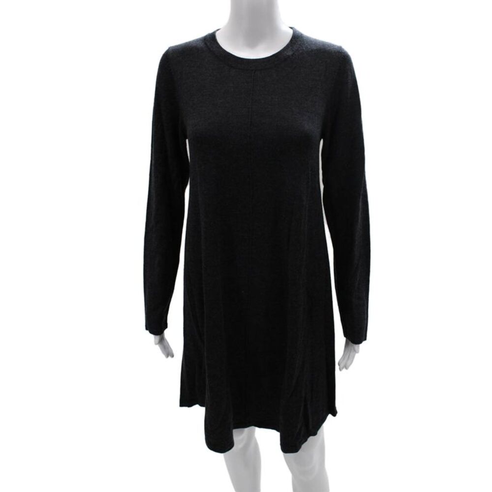 Repeat Women Sweater Dress Gray 100% Merino Wool Long Sleeve Crew Neck Size XS